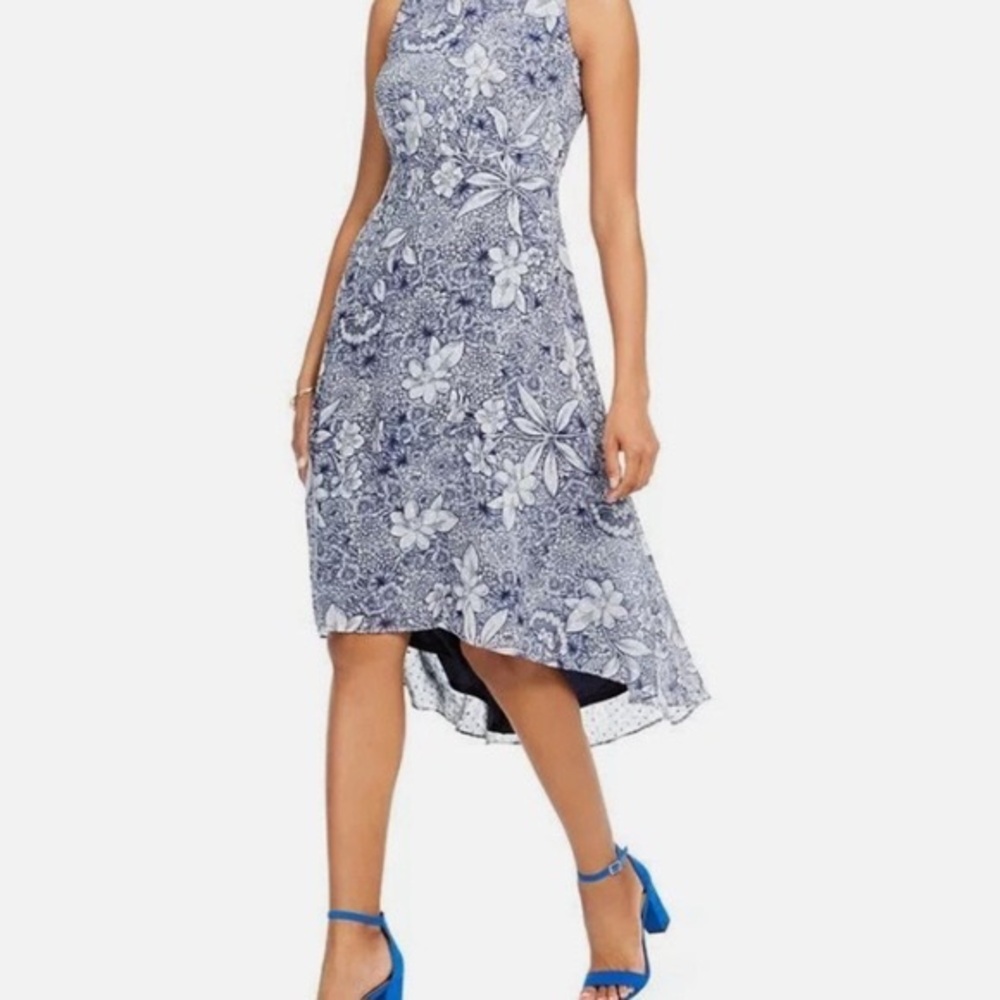 Taylor Petite Women's Hi Lo Dress Blue White
Floral Women's Size 14P Lightweight